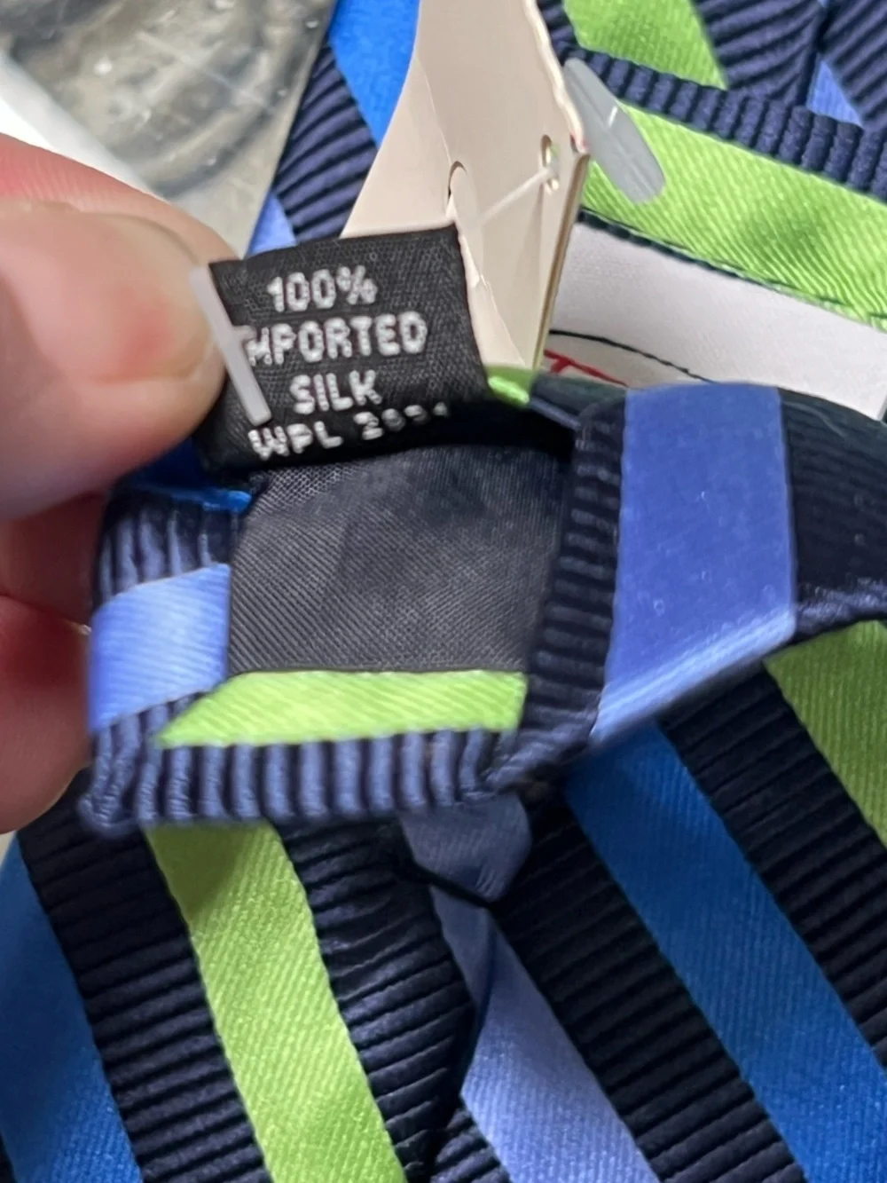 Talbots Kids NWT boys navy blue green diagonal striped 100% silk tie
